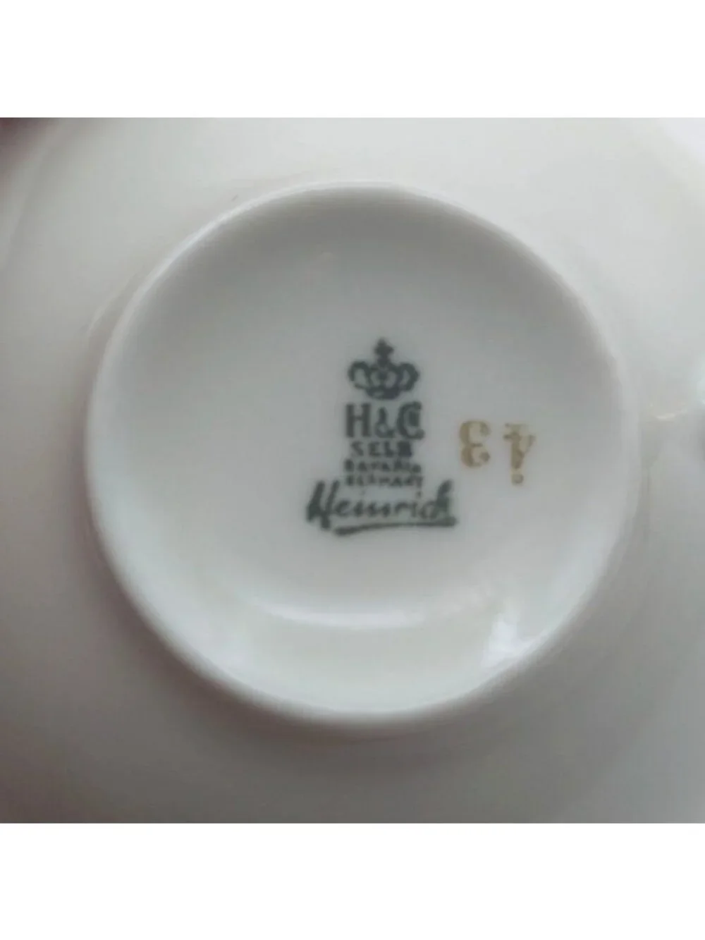 Heinrich H&C Teacup Saucer Porcelain Floral Selb Bavaria Germany MCM Vintage